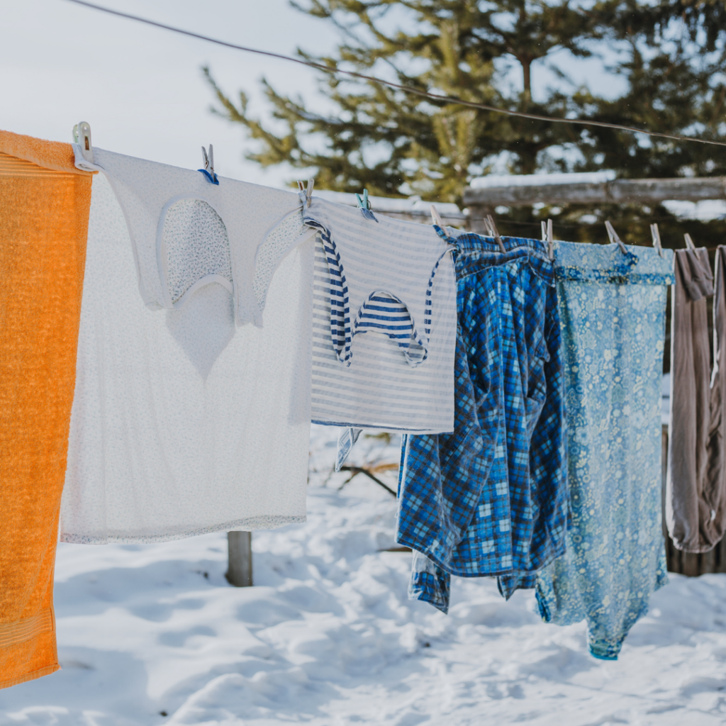 Clothes on a clothesline.