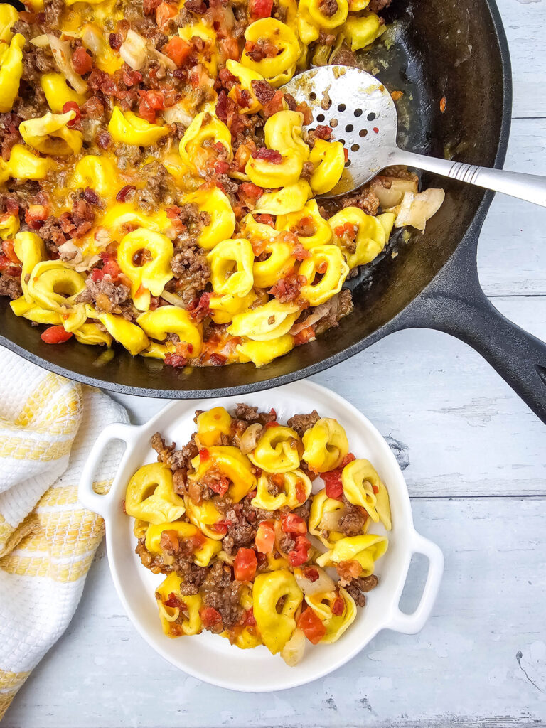 Skillet Bacon Cheeseburger Tortellini